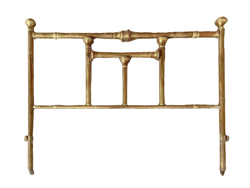 Letto matrimoniale in tubolare di ottone, inizi '900
