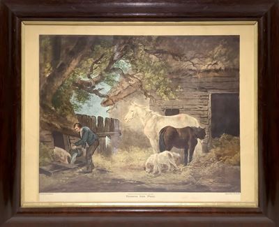 G. Morland, Feeding the pigs, Stampa su carta