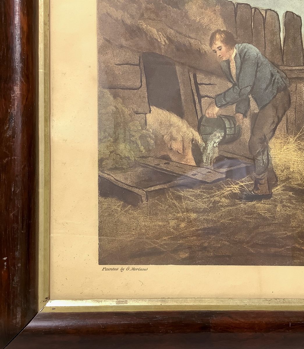 G. Morland, Feeding the pigs, Stampa su carta