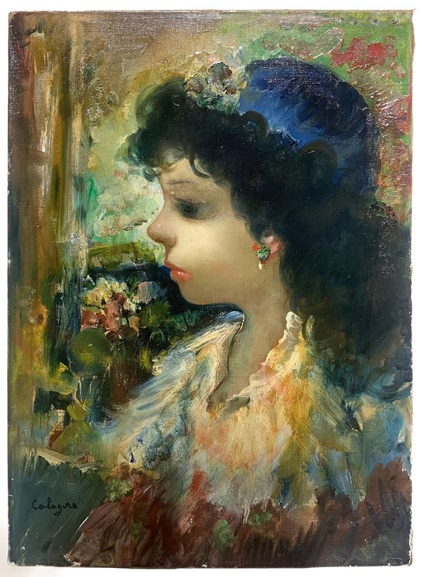 Jean Calogero - Portrait of girl with flowers