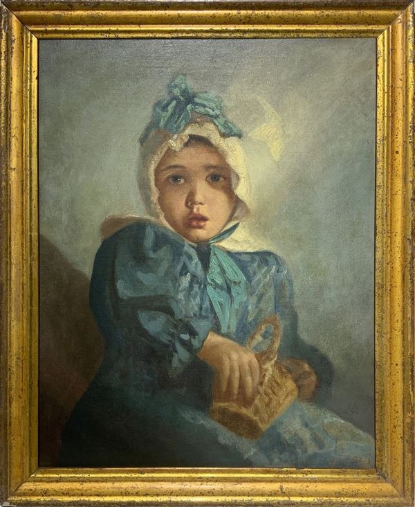 Little girl with straw basket