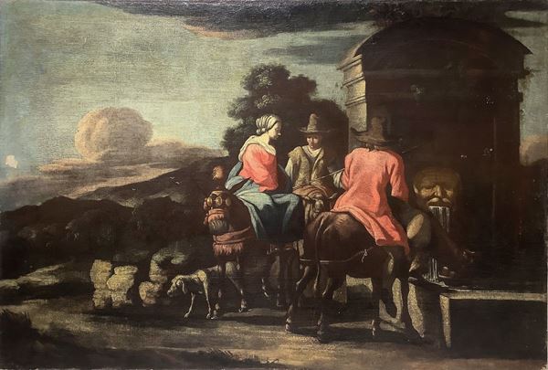Pieter Bodding Van Laer Il Bamboccio - Cavalli e cavalieri alla fonte