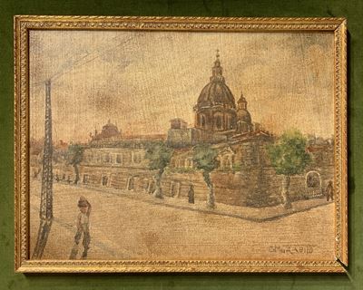 Murabito, Cupola di Sant'Agata e dintorni, olio su masonite