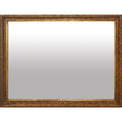 Specchiera a pastiglia in legno dorato, decorata con rilievi floreali