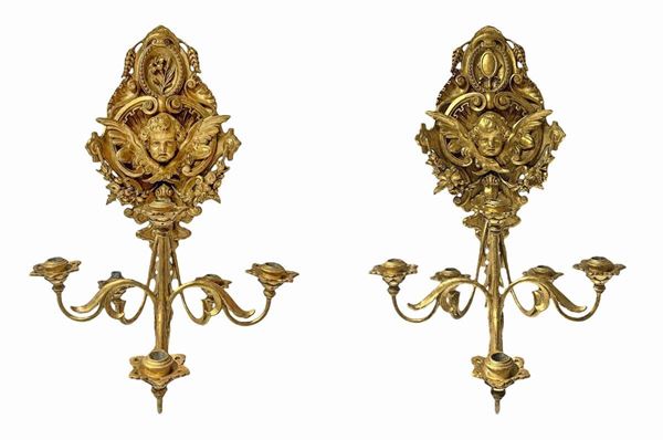 Pair of six-light candlesticks