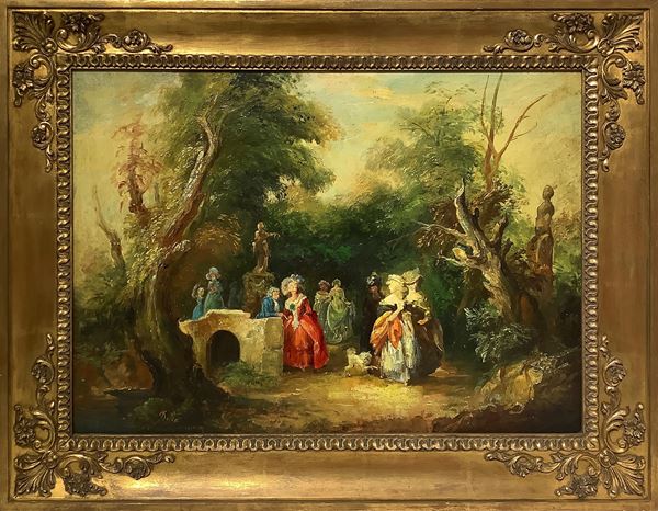 Convivial scene in the eighteenth-century style