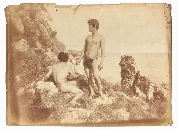 Wilhelm Von Gloeden - Idyllic scene between ephebes on the Taormina coast