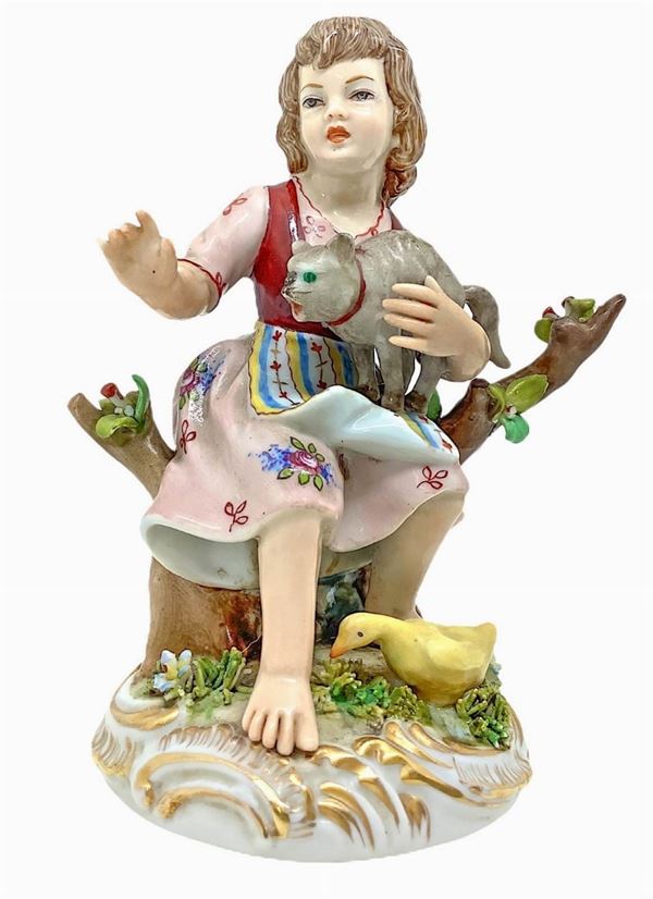 Capodimonte - Capodimonte statue depicting little girl with cat.
