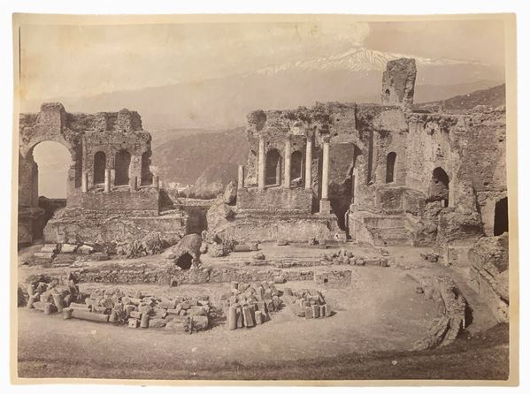 Wilhelm Von Gloeden - Greek theater of Taormina with a view of Mount Etna.