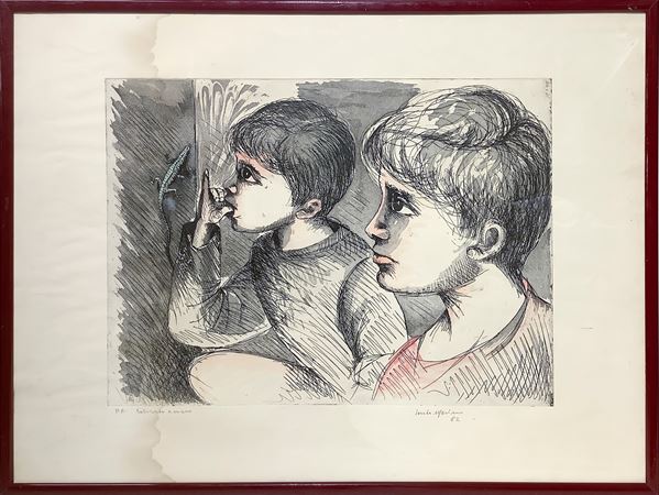 Santo Marino - Copy proof depicting hand-colored girls
