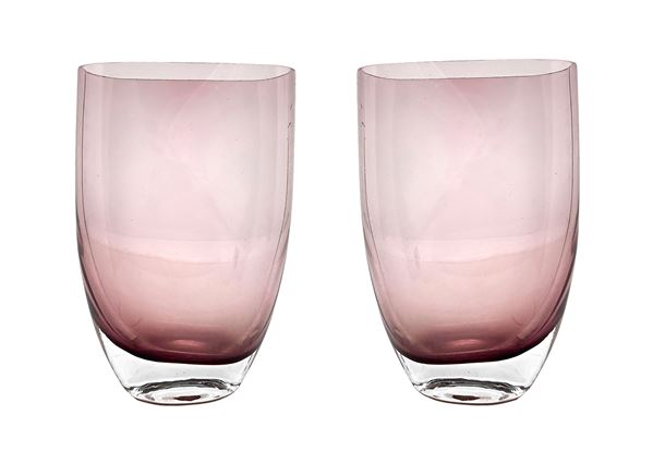 Pair of vases, Murano production in the style of Flavio Poli.