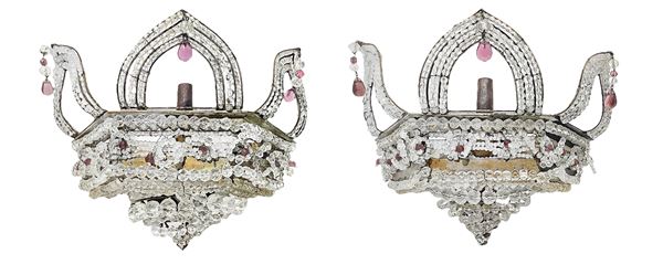 Pair of appliques with glass spheres