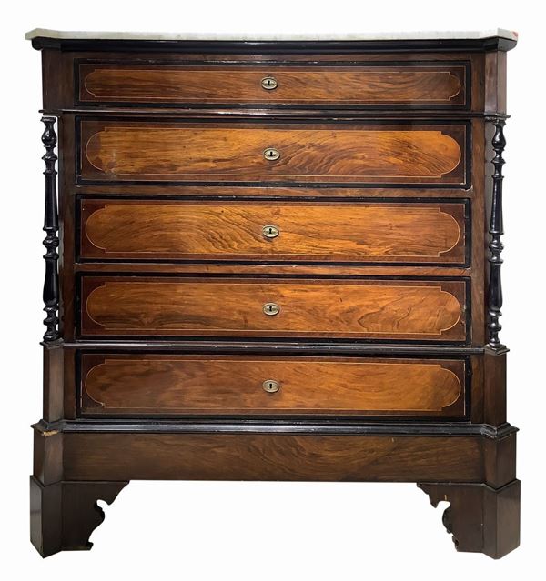 Five drawer chest of drawers, Sicily