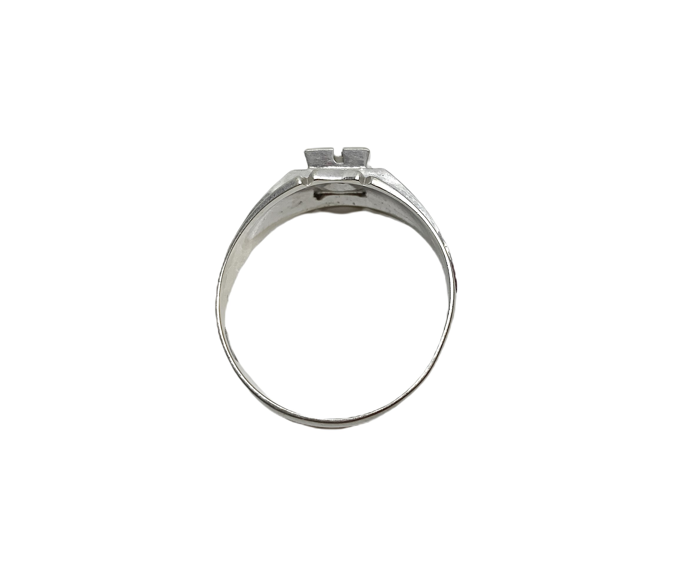 Anello da Uomo in Oro Bianco con Piccolo Brillante Centrale