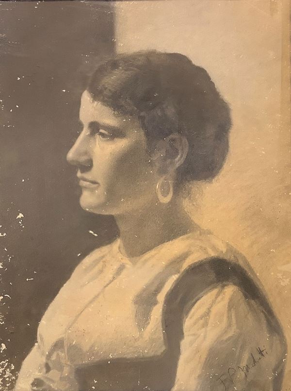 Francesco Paolo Michetti - Woman half body, profile