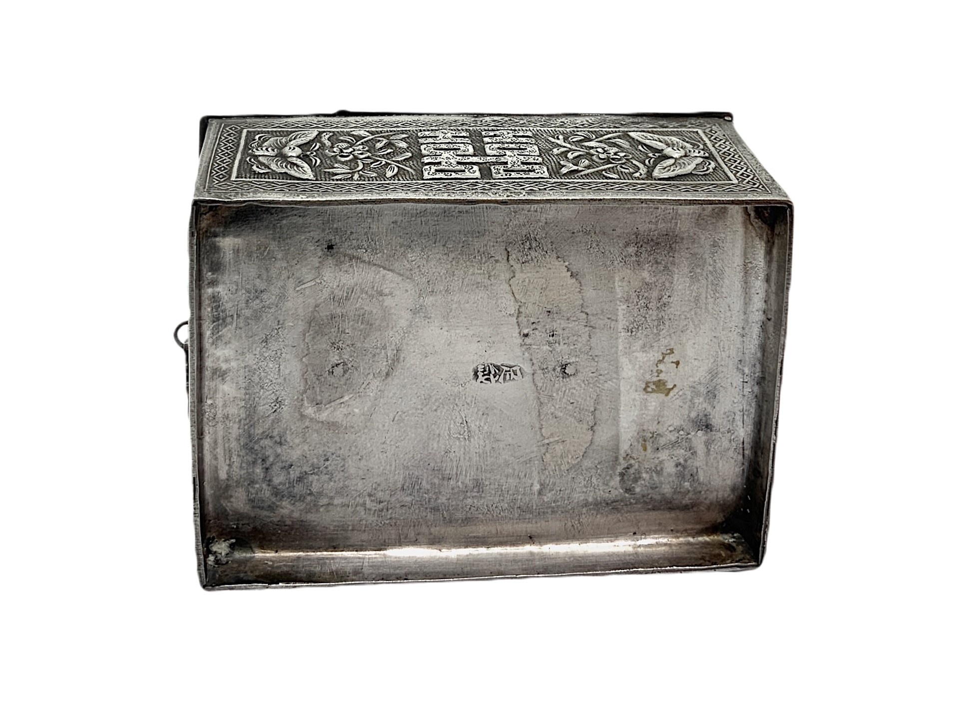 Piccola scatola con cassetto e specchio con scena di vita giapponese