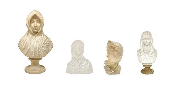 Group of n. 4 halfbody in white marble