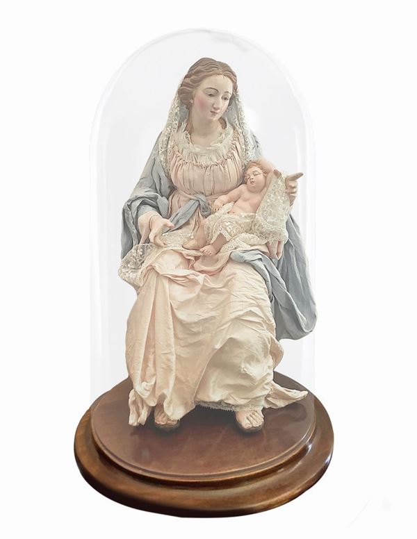 Aniello Gaudino - Terracotta nativity depicting Madonna with Child