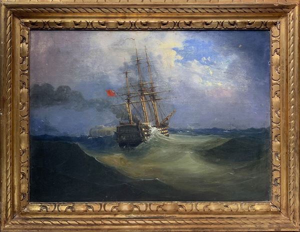 English painter of the eighteenth century, three-masted sailing ship