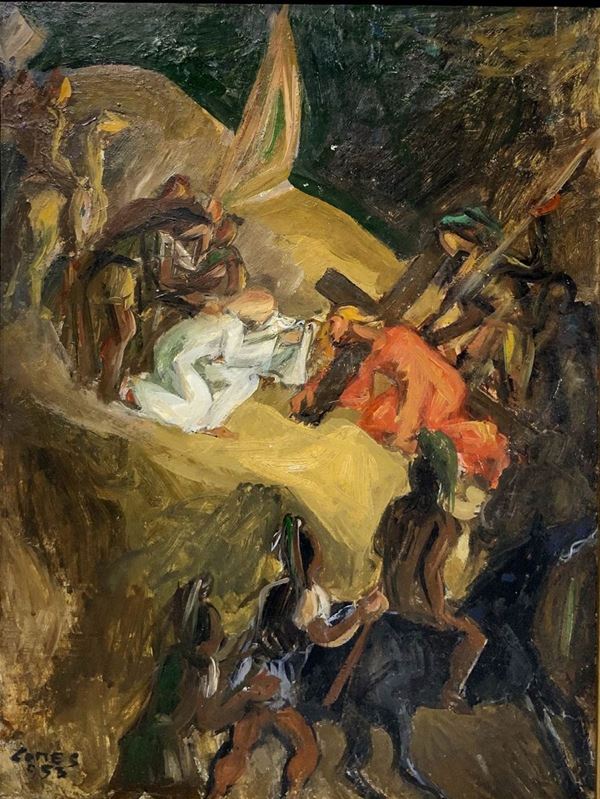 Carmelo Comes - Sketch for altarpiece "Ascent of Jesus to Mount Calvary"