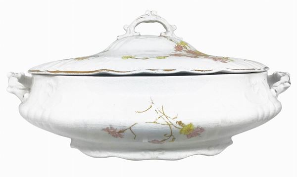 Stoke on Trent Staffordshire Bros Trade, England - Zuppiera con fondo bianco e decorazione a ramage e fiori