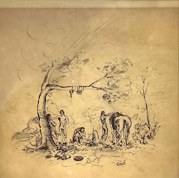 Bivouac of men