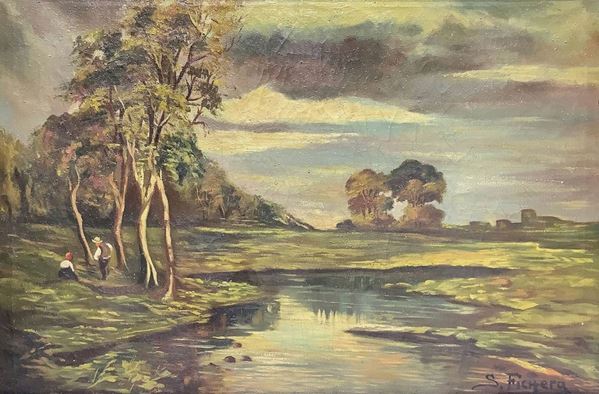 River landscape with characters