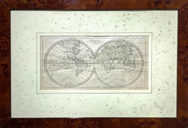 Robert de Vaugond : Mappemonde, carta geografica  (1755)  - incisione in rame - Auction Eclectic Auction - Casa d'aste La Rosa