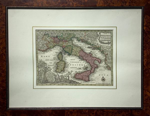 Matthaus Sporse Seutter  il Vecchio - Nova totius italiae cum adjacentibus Insulis, carta geografica