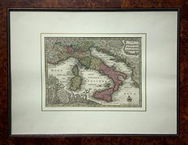 Matthaus Sporse Seutter  il Vecchio - Nova totius italiae cum adjacentibus Insulis, geographical map