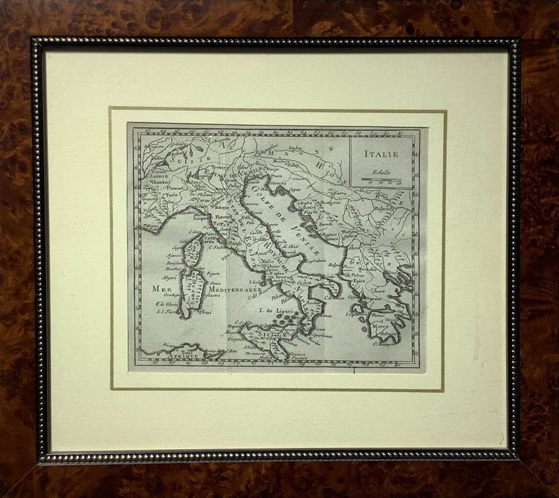 Italia, Carta geografica, incisione in rame, XVIII secolo circa