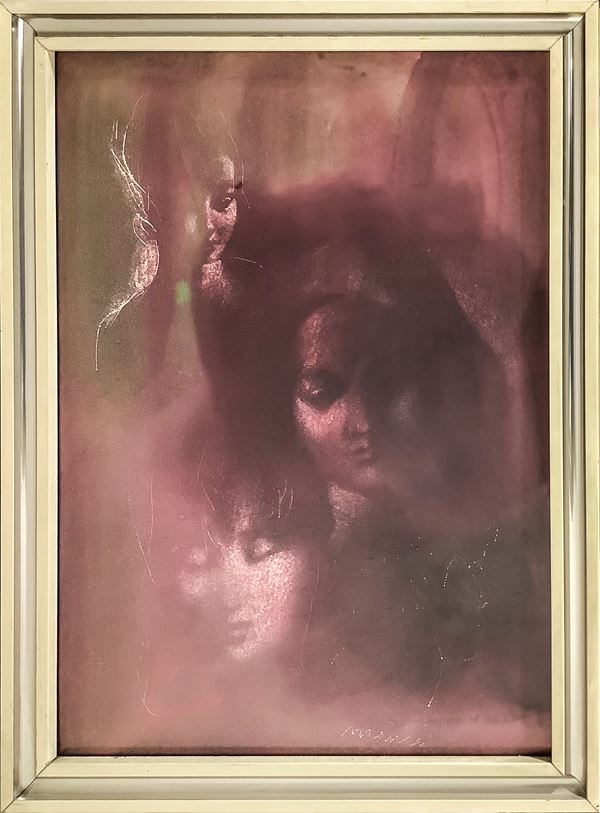 Pietro Antonio Manca - Three women on a purple background