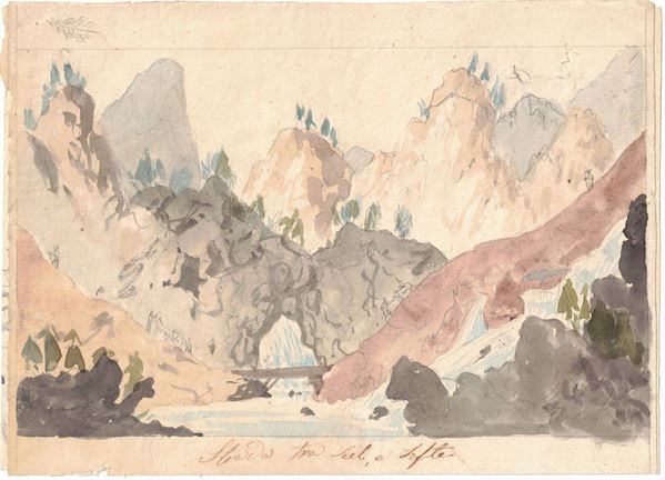 Giovanni Giacometti - Paesaggio con montagne ed alberi