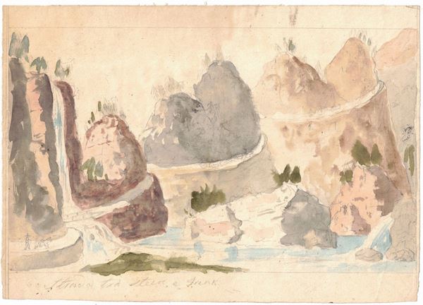 Giovanni Giacometti - Paesaggio con montagne e fiume