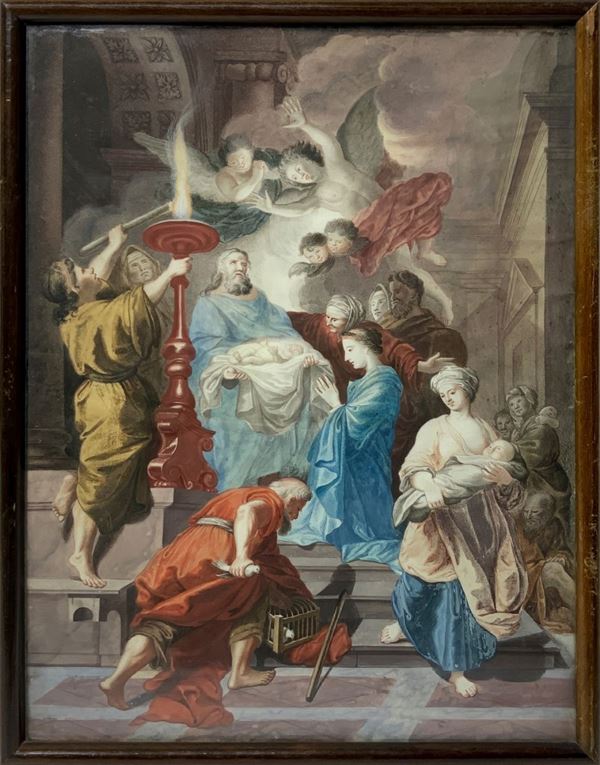 Coppia di dipinti su pergamena raffiguranti " Martirio di Santo Stefano" e "Salomone",&nbsp  Bartholomaeus Spranger&nbsp (Anversa, 1546 &ndash  ... 