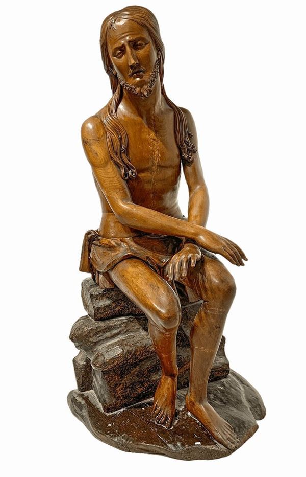 Large wooden statue Ecce Homo. H cm 110. Width cm 56x55