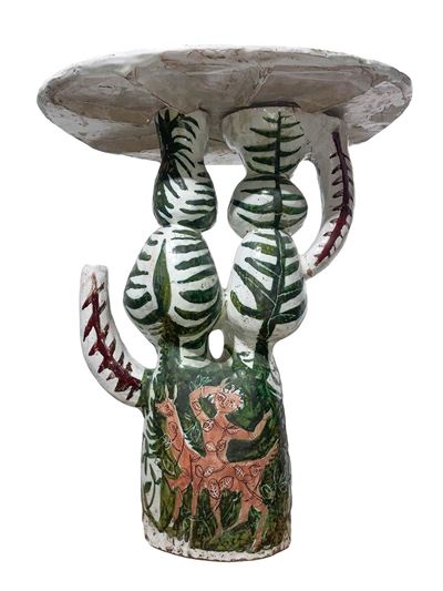 Tavolo Scultura in Ceramica Maiolicata