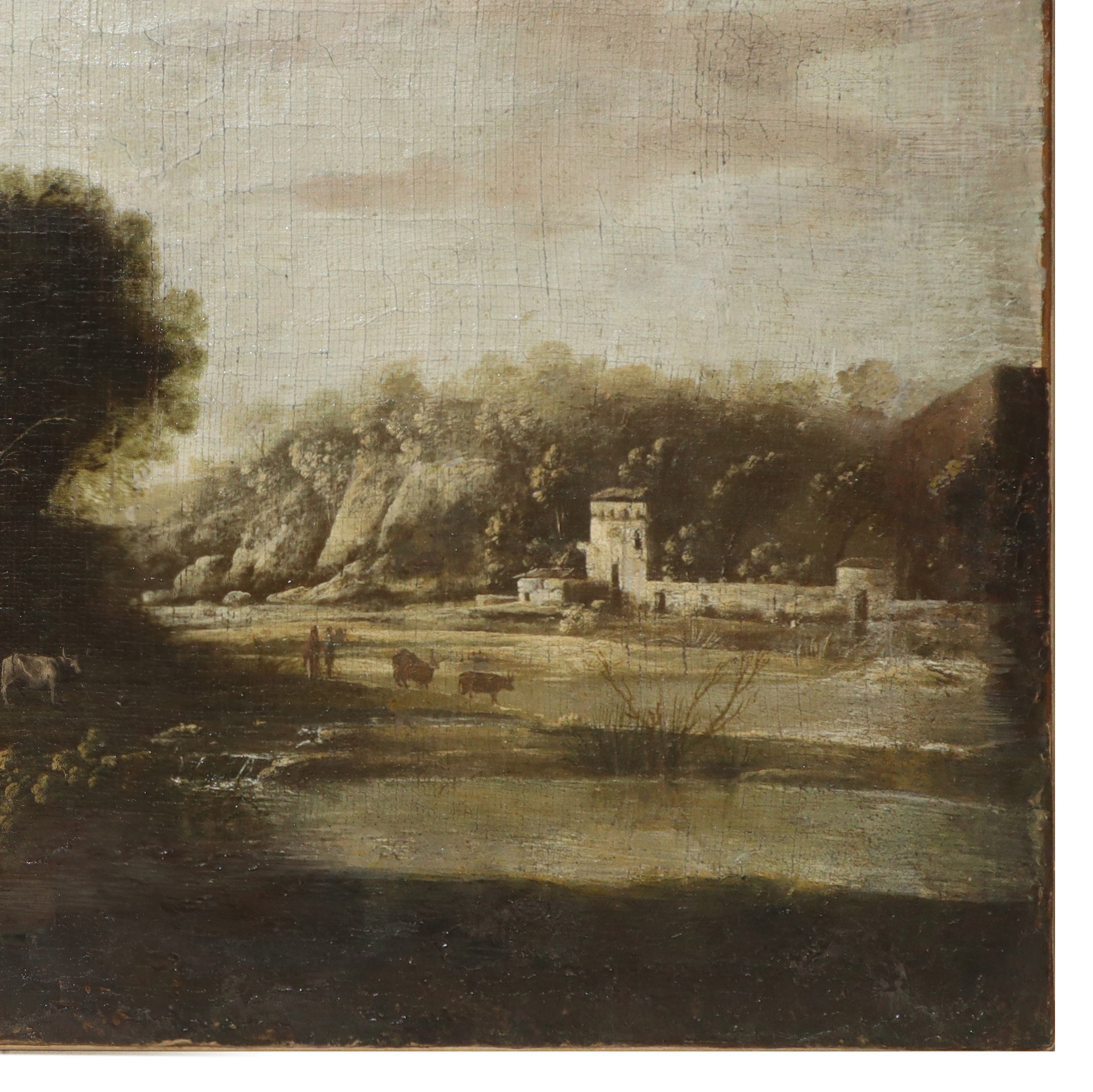 Paesaggio con costruzioni e armenti