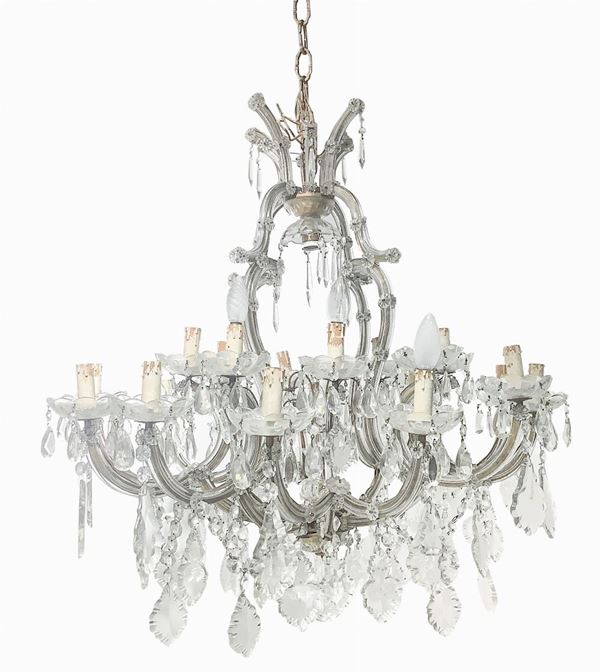 Glass chandelier with toasts, with 22 lights