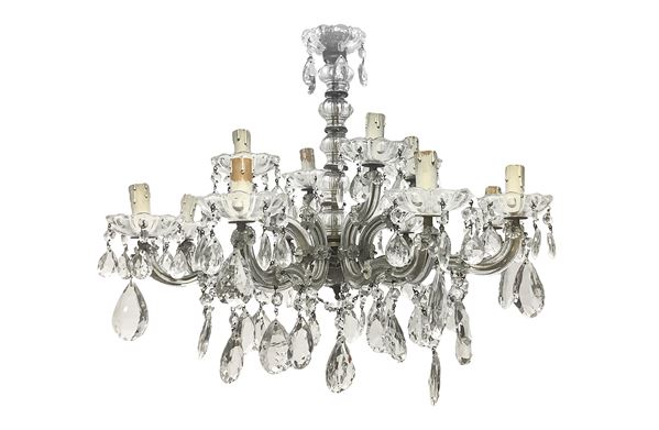 Twelve lights pendant lamp in Bohemian glass