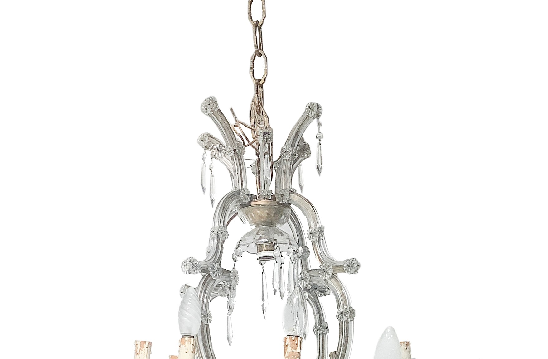 Lampadario a sospensione dodici luci in vetro di Boemia