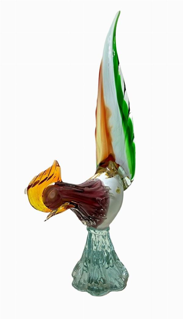 Polychrome Murano glass rooster