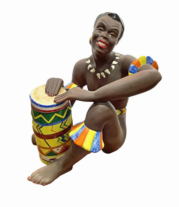 Ars Pulcra Torino - Cast white body statue depicting an indigenous player