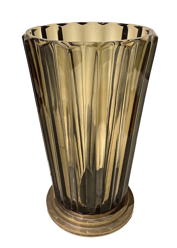 Fluted glass vase