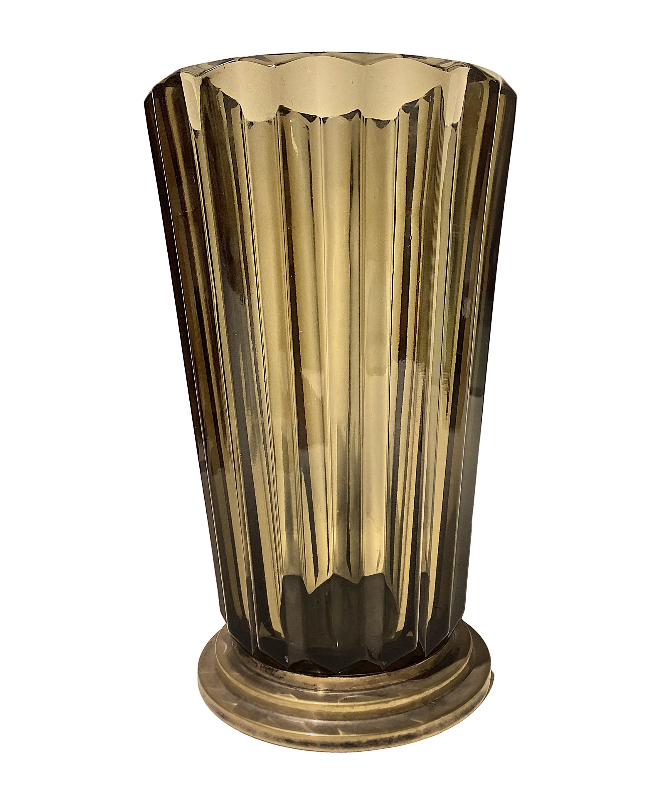 Vaso in vetro scanalato