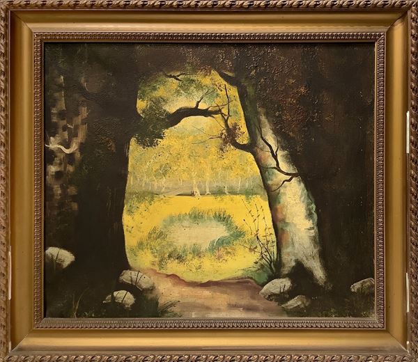 Paesaggio con grandi alberi