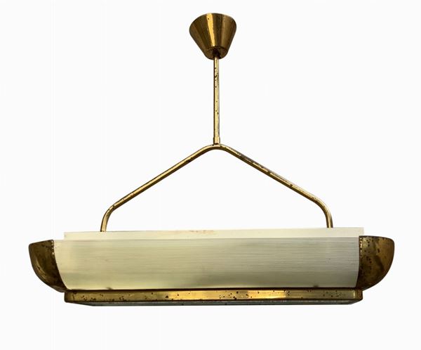 Lumi - Lampada a sospensione con una struttura in ottone dorato e zapponato