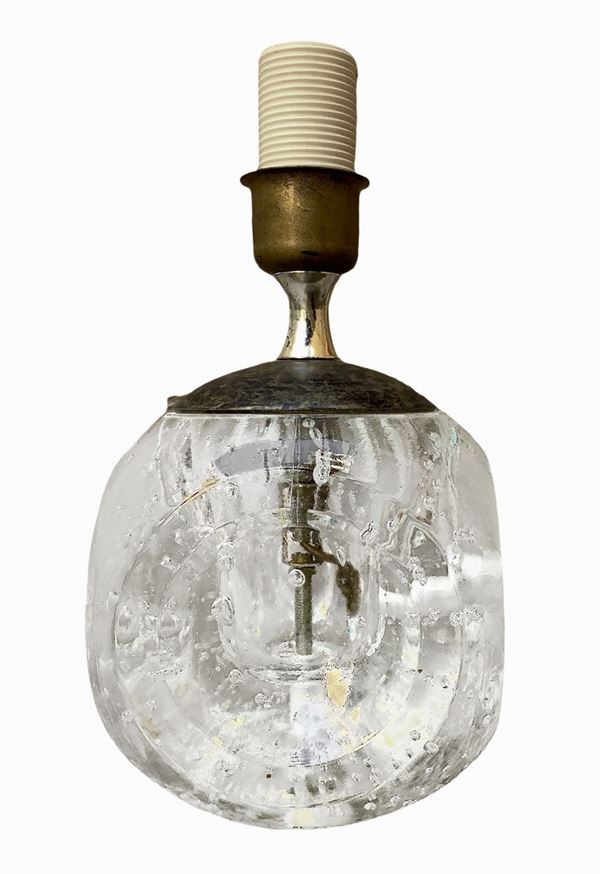 Albano Poli per Poliarte - Lampada da tavolo con base in vetro trasparente di forma quadrata