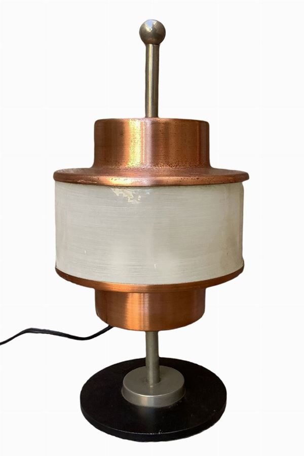 Bruno Gatta per Stilnovo Milano - Table lamp with copper finish brass structure