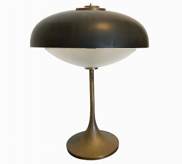 Gregoretti Stoppino Meneghetto per Arredoluce - Rarissima lampada da tavolo con struttura in fusione di ottone